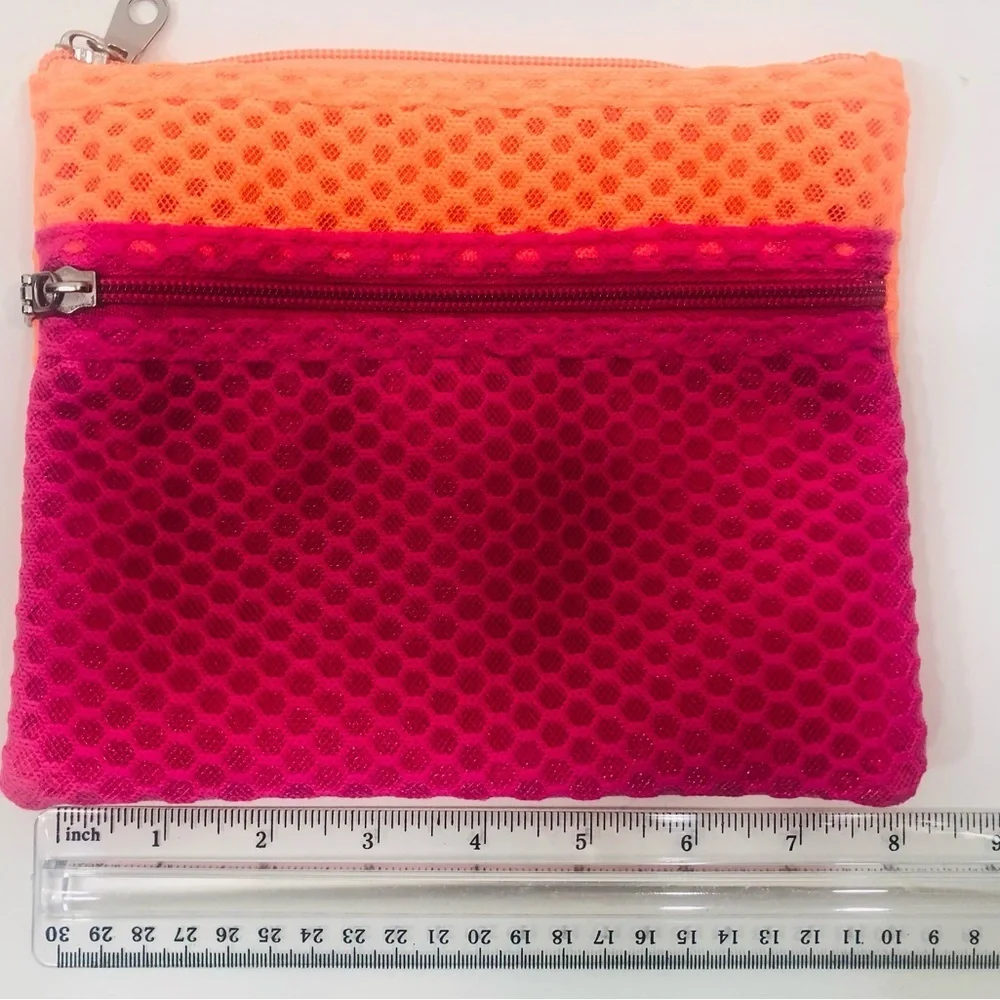 Pink/Orange Color block cosmetic bag